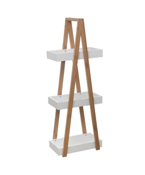 
Dit MDF/Bamboe opbergrek is een sieraad in de woonkamer maar ook in de badkamer. Het heeft 3 schappen waar je producten in kunt leggen en is uitgevoerd in naturel bamboe en wit geverfd MDF. De badkamerruimte organiseren kan eenvoudig zijn. Als u een plaats mist waar u de nodige cosmetische producten, schone washandjes of huishoudelijke chemicaliën kunt opslaan, dan zult u zeker geïnteresseerd zijn in het kiezen van dit bamboe rek.  Ondanks het compacte formaat is dit artikel zeer ruim.  Dankzij de houten elementen en de zwarte kleur zal hij mooi staan ​​in interieurs die zijn ingericht in moderne, industriële of Scandinavische woonstijl.Het is gemaakt van MDF-plaat in combinatie met bamboe, geschikt is voor gebruik in badkamers. Product specificaties:Bamboe woonkamer of badkamerrek, Materiaal: bamboe gecombineerd met gelakt MDFBestaat uit drie diepe plankenEenvoudig zelf te monterenOok beschikbaar in de kleurcombinatie zwart/bruin - Afmeting: - Kleur: Bruin - Materiaal: Bamboe