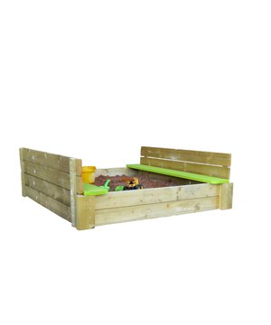 
De vierkante houten zandbak van Wendi Toys scoort met een bijzonderheid: de kap kan door middel van een insteeksysteem worden gedeeld en worden 2 comfortabele banken voor de zandbak.Kinderen laten hun creativiteit graag de vrije loop tijdens het spelen in het zand - in de vierkante zandbak van Wendi Toys heeft jouw kind hiervoor heel veel mogelijkheden! De speelruimte maakt het mogelijk om grote zandkastelen te bouwen en vrienden uit te nodigen om samen te spelen. Bijzonder slim is de constructie van de zandbak: de houten afdekking bestaat uit 2 losse elementen. Deze elementen verwijder je eenvoudig en plaats je in de daarvoor bestemde gleuf. Zo tover je de deksel in een mum van tijd om tot 2 comfortabele banken. Als de speeltijd voorbij is, zet je de banken eenvoudig weer in elkaar en sluit je de zandbak veilig af met het deksel. Hierdoor blijven dieren uit het zand en blijft het zand schoon.Speciale kenmerken:grenenhout | FSC® - gecertificeerdBijzonder duurzaam houtDeksel is om te bouwen tot 2 bankenVoor kinderen vanaf 3 jaarAlleen voor huishoudelijk gebruikEN71 gecertificeerdLet op:De speeltoestellen van Wendi Toys zijn niet voorbehandeld. Om de visuele conditie zo lang mogelijk te behouden raden wij u aan om het hout in huis jaarlijks te behandelen met houtverzorging. - Afmeting: - Kleur: Bruin - Materiaal: Hout