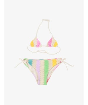 
De Saint Barth Rachel Wave Bikini in Pastel bestaat uit een triangeltop en een bikini broekje. Beide zijn aan te snoeren. Combineer met de bijpassende Saint Barth top en broek. De bikini valt klein, wij raden een maatje groter aan. 