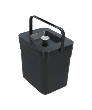 
5 liter GFT bakje voor op het aanrecht. Het bakje heeft een handig afneembare deksel en een hengsel om hem mee te nemen naar de container. Bewaar je groente en fruit afval apart om het te composteren of gewoon sneller en stinkvrij op te kunnen ruimen. Bij het scheiden van afval komt steeds minder in de algemene vuilnis. Hierdoor doe je langer met de zak en heb je kans dat groente gaat stinken. Daarom is het prettig om een apart GFT afvalbakje te hebben die je snel kunt wisselen. Ideaal op het aanrecht om snel even iets in weg te gooien.Als je groenten aan het snijden bent zet je de deksel van het GFT bakje open en door de ruime opening kun je makkelijk je snij afval kwijt in de bak. Best handig als je na het eten de resten van de borden schraapt. Dit bakje heeft een hengsel zodat je hem makkelijk kunt oppakken.  Dus als de bak vol is, neem hem dan aan de draagbeugel mee naar de container om te legen.Ook als binnenbak passend in de afvalscheidings prullenbak van 72 liter van het merk 4cookz®, Relaxdays en Homra. Specificaties:Breedte 20 cmHoogte 20 cmDiepte 14 cmDeksel is afneembaarRuime ingooi openingVaatwasserbestendigKortom een praktisch en stijlvol GFT afvalbakje! - Afmeting: - Kleur: Zwart - Materiaal: Kunststof