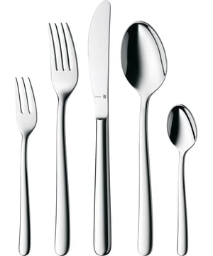 
<p><strong>Korte omschrijving Kult Bestekset - 30-delig - 18/0 roestvrij staal</strong></p>
<ul>
<li>Cromargan Staal goed bestand tegen gebruikssporen; kras- en vaatwasserbestendig</li>
<li>Holheft messen; langdurige scherpte</li>
<li>Geschikt voor reiniging in de vaatwasser.</li>
<li>Strak en modern design zonder decoratieve elementen</li>
</ul>
<p><strong>Inhoud</strong></p>
<ul>
<li>6 tafelvorken</li>
<li>6 tafelmessen</li>
<li>6 tafellepels</li>
<li>6 koffielepels</li>
<li>6 taartvorkjes</li>
</ul>
<p><strong>Uitgebreide omschrijving</strong></p>
<p>Als je voornamelijk bent aangetrokken tot functionele aspecten, dan is deze WMF Kult Bestekset - 30-delig echt iets voor jou. Het ontwerp heeft vrijwel geen decoratieve elementen en het biedt daardoor geen afleiding van de functionaliteit. Door terug te koppelen naar formele elementen ligt de nadruk vooral op de strakke en duidelijke vormen. Het resultaat is een bestek waarmee je heerlijk van je eten kunt genieten!</p>
<p><a href="https://www.vdgardewarenhuis.nl/brands/wmf/">Bekijk hier alle producten van WMF.</a></p>