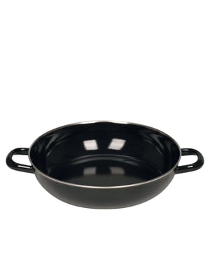 
<p><strong>Korte omschrijving</strong></p>
<ul>
<li>Emaille pan met twee geëmailleerde handgrepen</li>
<li>Gemaakt van zwart emaille</li>
<li>Ronde panrand</li>
<li>RVS schenkrand</li>
<li>Verkrijgbaar in 20, 24 en 28 cm diameter</li>
<li>Geschikt voor alle soorten fornuizen (gas, elektrisch, keramisch, inductie, open vuur). Voor energiezuinig koken!</li>
<li>Warmte -bestendig tot 450°C – maximale aanbevolen bedrijfstemperatuur is 220°C, goed Geschikt voor ovens</li>
<li>Snij- en krasbestendig</li>
<li>Voorkomt bacteriegroei en is smaakneutraal</li>
<li>Eenvoudig schoon te maken</li>
<li>Recyclebaar</li>
<li>CO2-neutrale productie in Oostenrijk</li>
</ul>
<p><strong>Uitgebreide omschrijving</strong></p>
<p>Deze handige braadpan is perfect voor alle soorten stoofschotels en is geschikt voor het smoren van groenten of vlees. Hij is verkrijgbaar met of zonder deksel.<br /><br />Deze pan, met twee geëmailleerde handgrepen, is gemaakt van klassiek zwart emaille en heeft een robuuste, roestvrijstalen schenkrand.<br /><br />Emaille wordt gemaakt van ijzer dat bij hoge temperaturen met glas is versmolten en is daarom gemaakt van natuurlijke grondstoffen.<br />Ons geëmailleerde kookgerei is geschikt voor gebruik met alle soorten fornuizen (gas, elektrisch, keramisch, inductie en zelfs open vuur). Dankzij de ijzeren kern wordt de warmte snel geleid en vervolgens vastgehouden. Dit zorgt voor duurzaam en energiezuinig koken.<br />Het poreuze, gladde glasoppervlak garandeert perfecte hygiëne, is smaakneutraal, voorkomt bacteriegroei en is gemakkelijk schoon te maken. Bij correct gebruik en onderhoud kan ons geëmailleerde kookgerei jarenlang kookplezier bieden en behoudt het zijn karakteristieke glanzende uiterlijk.</p>