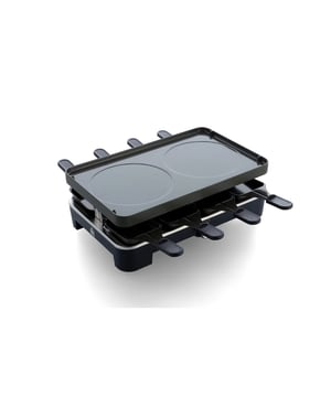 
<h2>BK Connect Gourmet Raclette 37 x 25 cm PFAS vrij</h2>
<ul>
<li>Vermogen: 1200W</li>
<li>PFAS-vrije keramische anti aanbaklaag</li>
<li>Omkeerbare plaat voor grillen of pannenkoeken bakken!</li>
<li>Groot bakoppervlak (tot 8 personen)</li>
<li>Regelbare thermostaat met controlelampje</li>
<li>Spanning: 230V~, 50/60 Hz</li>
<li>Plaat afmetingen: L 37 x B 23 cm</li>
<li>Stroomsnoer: 91cm</li>
<li>8 stalen mini-pannetjes</li>
<li>8 nylon spatels</li>
<li>Vaatwasserbestendig* (Handwas aanbevolen voor optimale levensduur)</li>
<li>Makkelijk schoon te maken</li>
</ul>
<p><strong>Uitgebreide omschrijving</strong></p>
<p>Of je nu een informele bijeenkomst organiseert of gewoonweg van goed eten houdt, de BK Connect Gourmet Raclette biedt een onvergetelijke eetervaring voor jou en je gasten. Deze raclette grill is ontworpen om te delen en staat garant voor gezellige momenten rond de tafel.</p>
<p>Wat maakt de BK Connect Gourmet Raclette zo speciaal?</p>
<p><strong>Omkeerbare Plaat</strong>: De omkeerbare plaat geeft je de vrijheid om te kiezen tussen grillen of pannenkoeken bakken, zodat je elk gerecht kunt bereiden dat je maar wilt.</p>
<p><strong>Groot Bakoppervlak</strong>: Met een ruim bakoppervlak dat tot wel 8 personen kan bedienen, is deze raclette ideaal voor feestjes, familiediners en meer.</p>
<p><strong>Krachtig Vermogen</strong>: Met een vermogen van 1200W bereikt de raclette grill snel de juiste temperatuur om je gerechten perfect te bereiden.</p>
<p><strong>PFAS-vrije Keramische Antiaanbaklaag</strong>: De PFAS-vrije keramische antiaanbaklaag zorgt voor gezonde maaltijden en is gemakkelijk schoon te maken.</p>
<p><strong>Regelbare Thermostaat</strong>: Met de regelbare thermostaat en controlelampje kun je de ideale temperatuur instellen voor elk gerecht.</p>
<p><strong>8 Stalen Mini-Pannetjes</strong>: Inclusief 8 stalen mini-pannetjes, perfect om je eigen creaties te maken en te delen.</p>
<p><strong>8 Nylon Spatels</strong>: De bijgeleverde nylon spatels maken het eenvoudig om je gegrilde lekkernijen te serveren.</p>
<p><strong>Vaatwasserbestendig (Handwas Aanbevolen)</strong>: De raclette grill is vaatwasserbestendig voor eenvoudige reiniging, maar handwas wordt aanbevolen voor een optimale levensduur.</p>
<p>Maak van elke maaltijd een feestelijke gelegenheid en creëer blijvende herinneringen met de BK Connect Gourmet Raclette. Deze veelzijdige en gezellige raclette grill brengt vrienden en familie samen rond de tafel voor een onvergetelijke eetervaring. Bestel de jouwe vandaag nog en maak je klaar voor grenzeloze culinaire avonturen!</p>
<p>--faq--</p>
<div>
<h3>Veel gestelde vragen</h3>
<div class="active">
<h4>Hoeveel Watt heeft de BK Connect Gourmet Raclette? <i class="fa fa-plus"> </i><i class="fa fa-minus"> </i></h4>
<p>De BK Connect Gourmet Raclette heeft een vermogen van 1200W en een spanning van 230V~, 50/60Hz</p>
</div>
<div>
<h4>Is de BK Connect Gourmet Raclette PFAS vrij?<i class="fa fa-plus"> </i><i class="fa fa-minus"> </i></h4>
<p>Ja! De platen zijn Keramisch. Dit betekend dat er geen PFAS in zit verwerkt zoals de meeste grills / pannenkoekenplaten. Dit maakt de BBK Connect Gourmet Raclette DE keuze voor een gezond huis!</p>
</div>
</div>
<p><