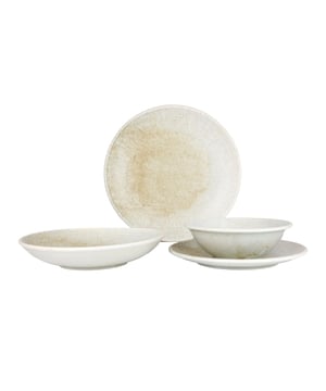 
Met de Mellow collectie kunt u uw presentaties laten opvallen, met zijn opvallende groene kleur en retrostijl. Naast het elegante design kun je Mellow ook kiezen voor dagelijks gebruik dankzij de hoge weerstand tegen krassen en vlekken. Het fascinerende effect van Mellow biedt een unieke ervaring die u en uw gasten niet zullen vergeten.Deze set bevat:- 6 dinerborden 27 cm- 6 dessertborden 21 cm- 6 diepborden 22 cm (770 cc)- 6 kommetjes 16 cm (420 cc)Specificaties:- Magnetron- en ovenbestendig: Dankzij onze duurzame grondstoffen en uitgebreide R&D-inspanningen; kunnen onze producten veilig worden gebruikt in de magnetron en oven, zelfs voor de hoge temperatuurvereisten van restaurants.- Vaatwasmachinebestendig: Horecasector vereist snelle service-tot-schoonmaakcycli. Ons zeer resistente beglazingsproces beschermt alle ID Fine producten in een zeer corrosieve industriële vaatwasseromgeving om aan de snelle cyclusbehoeften te voldoen.- Thermische schokbestendig: onze producten zijn duurzaam tegen plotselinge temperatuurschommelingen en onder extreme temperatuuromstandigheden in de keuken met een hard glazuuroppervlak en hoogwaardige grondstoffen.- Glazuurschadebestendig: Krassen zijn een veelvoorkomend probleem in de food- en cateringsector. Dankzij onze uitgebreide R&D-inspanningen; biedt onze geavanceerde beglazingstechniek een hoge krasbestendigheid in al onze producten.- Stapelbaar ontwerp: de borden zijn zo ontworpen dat ze gemakkelijk op elkaar kunnen worden gestapeld.Materiaal: PorseleinKleur: Multicolour