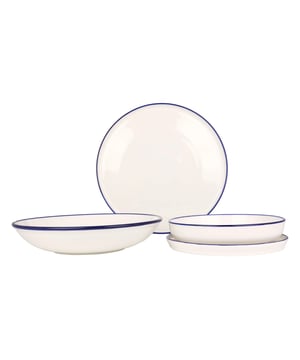 
Voeg een zijdezacht tintje toe aan uw keuken en leven met onze unieke collecties. Rinart porselein streeft ernaar om de traditie van het verleden duurzamer te maken met de moderne ontwerpen van de toekomst. Om dit doel te bereiken komen alleen de beste materialen uit de handen van bekwame ambachtslieden tot leven en raken ze de levens van gewone mensen die verhalen delen rond de tafel.Deze set bevat:- 6 dinerborden 28 cm- 6 desertborden 20 cm- 6 diepborden 25 cm (1300cc)- 6 kommetjes 19 cmSpecificaties:- Magnetronbestendig: Dankzij onze duurzame grondstoffen en uitgebreide R&D-inspanningen; kunnen onze producten veilig in de magnetron worden gebruikt.- Vaatwasmachinebestendig: Alle producten van Rinart zijn vaatwasmachinebestendig. Je hoeft je nooit zorgen te maken over het in de vaatwasser zetten van de vaat.- Thermische schokbestendig: onze producten zijn duurzaam tegen plotselinge temperatuurschommelingen en onder extreme temperatuuromstandigheden in de keuken met een hard glazuuroppervlak en hoogwaardige grondstoffen.- Glazuurbeschermend: Krassen zijn een veelvoorkomend probleem als het om porseleinen serviesgoed gaat. Rinart biedt een hoge duurzaamheid tegen krassen.- Edge Chip Garantie: Het volledige Rinart-productassortiment is uitgerust met een hoge chipweerstand. Dit beschermt ze tegen schokken.Materiaal: PorseleinKleur: White