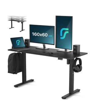 Upgrade je werkruimte met ons elektrisch verstelbare bureau. Met een simpele druk op de knop wissel je tussen zitten en staan, ideaal voor dynamische werkomgevingen en iedereen die streeft naar een gezondere werkhouding. Ervaar zelf hoe dit bureau je productiviteit kan verhogen en je werkdagen comfortabeler kan maken. Verstelbaar in hoogteDit innovatieve bureau is elektrisch verstelbaar in hoogte, zodat je gemakkelijk kunt wisselen tussen zitten en staan. Handig voor wie tijdens de werkdag graag van houding verandert. Dit bevordert een ergonomische werkhouding en draagt bij aan een betere lichaamshouding tijdens lange werkdagen. Het bureau is verstelbaar in een hoogte van 72 tot 118 centimeter. Ontworpen met comfort in gedachtenVoor extra gemak beschikt het bureau over een headsethouder en een geïntegreerd kabelbeheersysteem. Hierdoor kun je alle kabels netjes wegwerken, wat zorgt voor een opgeruimde en goed georganiseerde werkplek. Belangrijkste voordelen Verstelbaar in hoogte Headsethouder Kabelbeheer Eenvoudig te monteren FSC-gecertificeerd hout Eenvoudig te monterenDe montage van dit bureau is eenvoudig dankzij de duidelijke handleiding en het meegeleverde gereedschap, waardoor je snel je ideale werkplek opzet. Dankzij het strakke ontwerp en de praktische functionaliteiten is dit elektrisch verstelbare bureau een perfecte aanvulling op elke moderne kantooromgeving of thuiswerkplek. FSC-gecertificeerd houtDit bureau is vervaardigd uit FSC-gecertificeerd hout, een keurmerk dat aangeeft dat het gebruikte hout afkomstig is uit bossen die op een ecologisch, economisch en sociaal verantwoorde wijze worden beheerd. Door te kiezen voor FSC-gecertificeerd hout, steun je duurzaam bosbeheer en draag je bij aan de gezondheid van onze planeet. EigenschappenMerk: FlowsenseMateriaal: FSC-gecertificeerd hout en staalAfmetingen: 160 x 60 cmHoogte: 72 tot 118 cm 100% tevredenheidsgarantieFlowsense geeft je 24 maanden garantie en 30 dagen bedenktijd vanaf de oorspronkelijke aankoopdatum. Heb je een vraag of opmerking? Neem contact met ons op en wij helpen u graag verder. Ben je klaar om je werkruimte te transformeren? Bestel nu ons elektrisch verstelbare bureau en creëer dé ideale ergonomische werkplek!