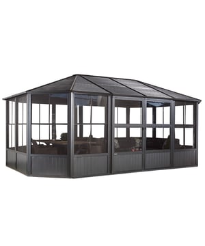 
Uitzonderlijk design ontmoet functionaliteit! Het Charleston paviljoen 384x594x281cm van Sojag is een statement op het gebied van tuinlevensstijl en staat garant voor vele ontspannende uren in uw eigen tuin.Wat is er beter dan uw vrije tijd buiten door te brengen? Of het nu gaat om ontbijten in de buitenlucht, een ontspannen lunch, een rustige middag met een goed boek of een gezellige avond met vrienden - alles is leuker buiten! Met de Charleston 1215 kunt u uw tijd in de frisse lucht verlengen, want deze indrukwekkende paviljoen biedt betrouwbare bescherming tegen weer en wind!Hybride wooncomfort voor uw tuin: Het Sojag Aluminium Paviljoen Charleston Dankzij de beglazing met PVC-folieramen en de rondomlopende bescherming tegen muggen is dit tuinhuisje ideaal voor buitengebruik het hele jaar door. De robuuste aluminiumconstructie is voorzien van een dak van gegalvaniseerd staal. Sojag combineert eenvoudig twee producten en creëert met Charleston 1215 een indrukwekkende hybride tussen een paviljoen en een koude wintertuin.De hoogtepunten in één oogopslag:Modern design: Hybride tuincomfort tussen een paviljoen en een koude wintertuin.Stevige constructie : dak van gegalvaniseerd staal, constructie van gepoedercoat aluminiumRegelbare ventilatie : 12 ramen van PVC-folie | schuif naar beneden voor ventilatieAllround bescherming tegen muggen: Alle ramen zijn voorzien van horren.Gemakkelijk schoon te maken: De ramen kunnen in twee stappen worden verwijderd.Ruime entree: 2 deuren garanderen een gemakkelijke toegang.Ontworpen voor buitengebruik het hele jaar door !Hoge sneeuwlast dankzij solide constructieafmetingen 384x594x281cmConstructie en montage:Het tuinhuisje is eenvoudig te monteren en wordt geleverd met een gedetailleerde montage-instructie . Voor de montage heeft u standaardgereedschap nodig.  In detail:2 personen | ongeveer 8 uurAlle montagedelen zijn voorgeboord.Schroeven en pluggen voor bevestiging aan de vloer zijn niet bij de levering inbegrepen!Te monteren op een vlakke ondergrond van hout, beton of straatstenen.leefruimte buiten. Hybride comfort. Maximaal gebruiksgemak - Charleston 1215 is het hoogtepunt van uw tuin en zorgt voor een ontspannen tijd buitenshuis! - Afmeting: - Kleur: Antraciet - Materiaal: Aluminium