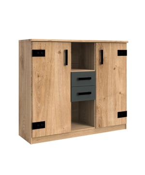 
Ontdek onze Commode met 2 deuren, 2 laden en 2 open vakken - L124 cm. Deze commode is perfect om extra opbergruimte toe te voegen en een decoratief accent aan de kamer van uw kind. Met 2 deuren, 2 laden en 2 vakken kunt u uw spullen organiseren en sorteren zoals u wilt. De industriële stijl past bij elk interieur. Productkenmerken: 2 laden met grafieten afwerking. 2 deuren. 2 vakken. Hoofdmateriaal: spaanplaat met eiken decor en grafieten afwerking. Productafmetingen: Lengte 124 cm x Hoogte 105 cm x Diepte 41 cm - Nettogewicht: 51 kg. Verpakkingsafmetingen: Pakket nr. 1: Breedte 44 cm x Diepte 126,3 cm x Hoogte 12 cm - Brutogewicht: 32 kg. Pakket nr. 2: Breedte 41,6 cm x Diepte 101 cm x Hoogte 9,5 cm - Brutogewicht: 22 kg. Totaal brutogewicht: 54 kg. Merk: CaliCosy Kleur: Wooden Effect