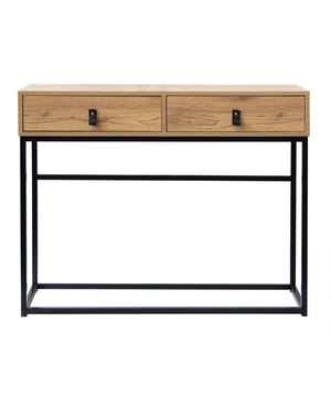 
Ben je op zoek naar een stijlvolle console voor je woonkamer of hal? Ontdek deze console met 2 laden en metalen poten, eikenkleurig.Met een briljante mix van de zachtheid van geaderd hout en de kracht van zwart metaal, profiteert deze console van een modern esthetisch design dat je huis met finesse en gemak zal verfraaien.Kenmerken van de houten en metalen console:Structuur en poten van metaal.Laden van spaanplaat, eikenkleurig.Ladegrepen van imitatieleer.L 100,3 x P 35,3 x H 80,5 cm. Merk: CaliCosy Kleur: Wooden Effect