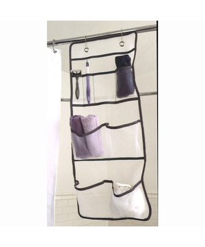 
Deze douche organizer is eenvoudig te installeren en kan worden opgehangen aan de douche gordijn stang. Deze douche organizer heeft 8 vakken waarin u uw douchegel flessen, shampoo, sponzen, washandjes... Afmetingen: H78 x B32 cm. Materiaal: polyamide mesh, polyester bias, metalen oogjes. Merk: CaliCosy Kleur: Black