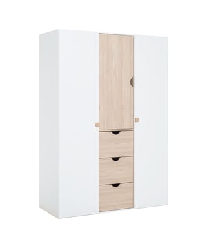 
Ontdek onze Stige 3-deurs kast om uw kleding en andere spullen op een georganiseerde manier op te bergen. Met zijn verschillende opbergelementen (legplanken, hangrails, laden, enz.) kunt u uw spullen optimaal opbergen.Kenmerken van het product:Wit en grenen decorDeuren en laden zijn voorzien van schokdempers voor meer gebruikscomfortOnder de grote deur links, 2 hangrails voor het ophangen van kleding.In het midden, 2 in hoogte verstelbare legplanken achter de deur en 3 laden eronder.Achter de rechterdeur 4 in hoogte verstelbare legplankenDiscrete voetjes onder het meubel maken het mogelijk deze kast op ongelijke vloeren waterpas te stellenMaat van gemelamineerde spaanplaat + massief houten handgrepenProductafmetingen:Breedte 141 cm x Lengte 64 cm x Hoogte 206 cm - Nettogewicht 140,950 grPakketafmetingen:Pakket nr. 1: Lengte 84,5 cm x Breedte 64,2 cm x Hoogte 11,2 cm - Brutogewicht 25,5 cmPakket nr. 2: Lengte 149,7 cm x Breedte 66,5 cm x Hoogte 5,6 cm - Brutogewicht 23,1 kgPakket 3: Lengte 210,6 cm x Breedte 66,7 cm x Hoogte 4,2 cm - Brutogewicht 29,5 kgPakket 4: Lengte 210,7 cm x Breedte 66,7 cm x Hoogte 4,1 cm - Brutogewicht 29,1 kgPakket 5: Lengte 117,4 cm x Breedte 51,4 cm x Hoogte 7,3 cm - Brutogewicht 18,4 kgPakket 6: Lengte 212,6 cm x Breedte 54,1 cm x Hoogte 4,8 cm - Brutogewicht 29,8 kgDe STIGE collectie biedt meubelen met een tijdloos en functioneel design. De combinatie van kleuren en de natuurlijkheid van het massieve grenen geeft deze collectie een moderne en toch natuurlijke uitstraling. Merk: CaliCosy Kleur: White