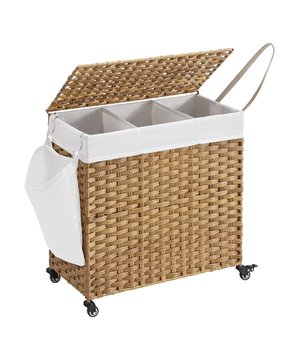 
Kenmerken product: Wasmand in rieten stijl. Maximale capaciteit van 140L met 3 compartimenten. Verwijderbare voering - Katoenen tas. Handvatten en wielen (met stopfunctie) om de mand gemakkelijk tussen kamers te verplaatsen. Het deksel van de mand kan met één hand worden geopend en gesloten en voorkomt dat geuren ontsnappen en stof zich ophoopt. Statische draagcapaciteit: 30 kg. Productafmetingen: Breedte 33 cm x Lengte 66 cm x Hoogte 66 cm - Nettogewicht: 6 kg. Verpakkingsafmetingen: Breedte 8 cm x Hoogte 64 cm x Diepte 69 cm - Brutogewicht: 6 kg. Merk: CaliCosy Kleur: White