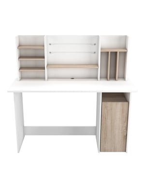 
Met zijn strakke lijnen biedt het Bureau met Opzetstuk en Opbergruimte L134,8 cm - Ambre een opzetstuk, elastieken om notities of foto's in te schuiven, en dossier/document opbergvakken om je werk optimaal te kunnen organiseren. Wacht niet langer om te kiezen voor het bureau "Ambre". Productkenmerken: Bureau opbergruimte: 1 deur met interne plank (30 x 39 cm) / 1 onderste nis (L 30 x H 17 x D 40 cm). Opzetstuk opbergruimte: 3 vaste planken aan de linkerkant (30 x 12 cm) / 1 centrale plank (59 x 12 cm) / Plank en opbergruimte voor mappen. 2 elastieken in het midden om foto's en papieren vast te houden. Bureau met kabeldoorvoeropening. Gemaakt in Frankrijk. Productafmetingen: Breedte 134,8 cm x Hoogte 73,7 cm x Diepte 50,1 cm - Netto gewicht: 38,1 kg. Verpakkingsafmetingen: Pakket nr. 1: Lengte 146,7 cm x Hoogte 7,3 cm x Diepte 76,9 cm - Bruto gewicht: 38 kg. Merk: CaliCosy Kleur: Wooden Effect