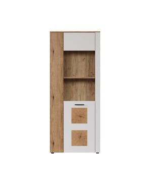 
Produktmerkmale: Vitrine mit 2 Türen, davon 1 mit gehärtetem Glas, mit 4 Einlegeböden im Inneren. Hergestellt aus melaminbeschichteten Spanplatten in Mattweiß und hellem Eichenholz mit Holzapplikationen auf den Türen. Zerlegt geliefert, ohne Dekoration. Produktabmessungen: Länge 80 cm x Höhe 195 cm x Tiefe 42 cm - Nettogewicht: 54,85 kg. Paketabmessungen: Paket Nr. 1: Länge 98 cm x Höhe 47 cm x Tiefe 11 cm - Bruttogewicht: 21,7 kg. Paket Nr. 2: Länge 204 cm x Höhe 66 cm x Tiefe 9 cm - Bruttogewicht: 38,8 kg.  Merk: CaliCosy Kleur: White