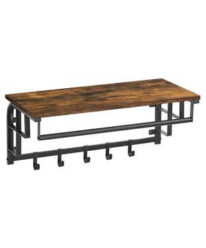 
Ontdek onze wandkapstok met 5 verwijderbare haken en een stang - L66 cm. Deze wandkapstok is ideaal voor kleine ruimtes omdat hij geen vloerruimte in beslag neemt. De 5 verwijderbare haken stellen u in staat om het gebruik ervan aan te passen aan uw behoeften. De stang is geschikt voor het ophangen van kledinghangers. Het industriële ontwerp past bij elke interieurstijl. Productkenmerken: Hoofdmateriaal: Spaanplaat, Staal. 5 verwijderbare haken. Stang. Productafmetingen: Lengte 66 cm x Hoogte 27 cm x Diepte 30 cm - Nettogewicht: 3,6 kg. Verpakkingsafmetingen: Verpakking nr. 1: Hoogte 74,5 cm x Breedte 37 cm x Diepte 6,5 cm - Brutogewicht: 4,4 kg. Merk: CaliCosy Kleur: Wooden Effect