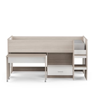 
Productkenmerken:Gemaakt in Frankrijk.Het NANO combinatielbed met bureau is de ideale oplossing om ruimte in je slaapkamer te optimaliseren.Gemaakt van 15 en 18 mm spaanplaat, met een modern design in mat wit en Shannon eiken.Dit bed van 90x200 cm is voorzien van een uitschuifbaar bureau en een lade, perfect om te studeren. Deze combinatie is functioneel en georganiseerd.Ideaal voor kleine ruimtes, biedt zowel comfort als praktische bruikbaarheid met een elegant en strak ontwerp.Geschikt voor zolderkamers (hoogte 103,3 cm).Vanaf 6 jaar.Afmetingen van het product: Lengte 120,9 cm x Hoogte 103,3 cm x Diepte 204,5 cm - Netto gewicht: 99,03 kg.Afmetingen van het pakket:Pakket nr. 1: Lengte 108,5 cm x Hoogte 10,4 cm x Diepte 34,1 cm - Bruto gewicht: 19 kg.Pakket nr. 2: Lengte 108,5 cm x Hoogte 11 cm x Diepte 66,2 cm - Bruto gewicht: 35 kg.Pakket nr. 3: Lengte 207,5 cm x Hoogte 5,5 cm x Diepte 90,9 cm - Bruto gewicht: 49 kg.Totaal bruto gewicht: 103 kg. Merk: CaliCosy Kleur: Wooden Effect