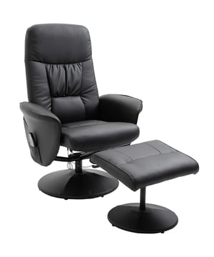 
Na een dag hard werken heb je je ontspanning meer dan verdiend. Laat je verwennen door de rustgevende massage en hun verschillende massagestanden. Dankzij de afstandsbediening is de massagestoel comfortabel te bedienen. Met de comfortabele stoel is zacht en lekker dik gepolsterd. De gebruikte kunstleren bekleding past zich perfect aan je lichaam aan en is bovendien erg duurzaam. Met de meegeleverde kruk is het omhoog gooien van je voeten nog nooit zo prettig geweest.Kenmerken:Ontspanning voor je rug-, schouder-, nek-, billen-, bovenbeen- en onderbeenspieren10 vibrerende massagepunten (6 in de rugleuning, 2 in de zitting, 2 in het krukje)10 vibratiemodi om uit te kiezenBekleding van degelijk en eenvoudig te onderhouden kunstleerSchuimstofvulling is vormvast en duurzaam en biedt optimaal comfortZeer zacht en comfortabel, ook zonder massage een genotRugleuning traploos verstelbaarDraaibare stoel en krukje - 360° draaibaarIncl. zijvak voor afstandsbedieningIncl. afstandsbediening voor eenvoudige bedieningEenvoudig schoon te makenOpmerking: De massagestoel heeft een microvergrendelingsfunctie (de rugleuning kan niet volledig worden vergrendeld).Technische specificaties:- Materiaal: kunstleer, schuimstof, metaal- Kleur: Zwart- Afmetingen:  76 B x 81 D x 105 H cm (in zitpositie), 81 B x 112 D x 91 H cm (in ligpositie)- Zitting: 51,5 D x 50 B cm- Zithoogte: 45 cm- Afmetingen rugleuning: 52 b x 72 h cm- Afmetingen voetenbank: 47 B x 40 D x 43 H cm- Ingang: 100–240 V /50 HZ- Max. Hellingshoek: 145°- Diameter onderstel: 55 cm (stoel), 40 cm (krukje)- Max. draagvermogen: 160 kg - Afmeting: - Kleur: Zwart - Materiaal: Kunstleer