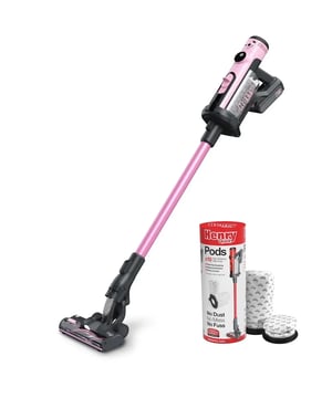 
<h2>Hetty Numatic HEN100R - Henry Quick Draadloze Steelstofzuiger Roze + 10 Gratis pods</h2>
<ul>
<li>Inhoud Stofbak: 1 liter</li>
<li>Geniet van het gemak van draadloos stofzuigen</li>
<li>Gemotoriseerde borstelkop: Krachtige reiniging voor tapijt en harde vloeren</li>
<li>Batterij soort : Lithium-ion 25,2V gemakkelijk te verwisselen en te laden</li>
<li>Accessoires worden meegeleverd</li>
<li>Werktijd : ECO 60m / MAX 14m</li>
<li>Gewicht: 3,2 KG</li>
<li>Volt: 25,2</li>
<li>Kleur : Roze</li>
</ul>
<p><strong>Uitgebreide omschrijving</strong></p>
<p>Ontmoet de Nummatic HEN100r Roze Draadloze Stofzuiger, jouw partner in schone, frisse ruimtes! Met een ergonomische grip voor ultiem comfort en een verlengde handgreep die zelfs lange mensen zullen waarderen, wordt stofzuigen een moeiteloze ervaring.</p>
<p>Deze krachtige stofzuiger is uitgerust met een afneembare 25,2V lithium-ionbatterij, waardoor het verwisselen, opladen en vervangen van de batterij een fluitje van een cent is.</p>
<p>Het unieke pod-systeem maakt het onderhoud eenvoudig - geen filters om schoon te maken. Met elke nieuwe pod geniet je van ongekende prestaties en stofvrij legen. Met een pod capaciteit van 1 liter, hoef je je geen zorgen te maken over frequente leegmaken.</p>
<p>De Nummatic HEN100r wordt geleverd met handige accessoires die zelfs de moeilijkst bereikbare plekken gemakkelijk schoonmaken. Bovendien kun je je huis laten ruiken als nieuw met de inbegrepen geurcapsule.</p>
<p>De gemotoriseerde borstelkop biedt krachtige reiniging voor tapijten en harde vloeren. De borstel is eenvoudig los te maken en te reinigen voor langdurige prestaties.</p>
<p>Met een indrukwekkend voltage van 25.2 Volt, een werktijd van 60 minuten in de ECO-modus en 14 minuten in MAX-modus, is de Nummatic HEN100r een stofzuiger die aan al je behoeften voldoet.</p>
<p>Met afmetingen van 270 x 240 x 1220 mm en een gewicht van slechts 3,2 kg is deze draadloze stofzuiger niet alleen krachtig, maar ook handzaam en gemakkelijk te manoeuvreren. Voeg wat kleur toe aan je schoonmaakroutine met de stijlvolle roze Nummatic HEN100r en ervaar het verschil in schoonmaakgemak en efficiëntie!</p>
<p><