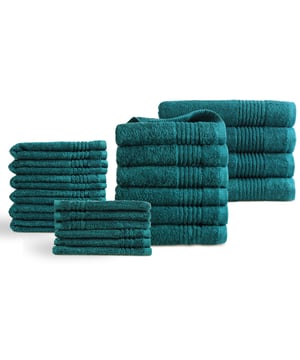 
Met deze luxe katoenen 22 delige handdoekenset is het onbeperkt genieten!De handdoeken zijn geweven van 100% hoogwaardige 600 gram/m2 katoen, OEKO-TEX Made in Green. De katoen is van stevige zachte kwaliteit, hierdoor gaan deze lang mee en kunnen deze gewoon op 60 graden gewassen worden. De handdoeken hebben een groot absorptievermogen, waardoor makkelijk en snel afgedroogd wordt. KleurenDe supreme serie is leverbaar in de kleuren; wit, antraciet, licht grijs, zwart, mozaiek, ijsblauw, sand, oud groen en terracotta Materialen De Supreme doeken zijn gemaakt van 100% hoogwaardige 600 gram/m2 kwaliteit katoen. Waardoor ze lang mee gaan en netjes blijven. Daarnaast zijn ze voorzien van een handige ophanglus.WasvoorschriftenDe handdoeken kunnen gewassen worden tot 60 °C . De handdoeken mogen in de droger mits op een lage temperatuur.Product specificaties:100% hoogwaardig katoenWassen tot 60 gradenGram per vierkante meter: 600 g/m2Compleet 22 delig set bestaat uit: 4 badlakens, 6 handdoeken, 6 gastendoekjes en 6 washandjesFormaat 4x 70x140cm, 6x 50x100 cm, 6x 30x50cm, 6x 16x21cmDrogen in de droger mits op een lage temperatuurBSCI - gecertificeerdOEKO-TEX Made in Green - gecertificeerdCode of conduct - Afmeting: - Kleur: Blauw - Materiaal: Katoen