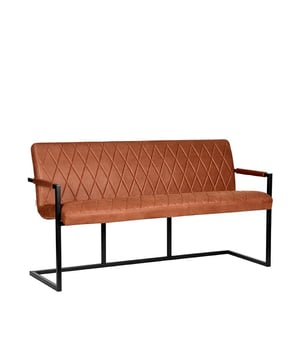 
Eetkamerbank Denmark van LABEL51 is een echte topper in zijn segment. Denmark is een super comfortabele, hippe en in het oog springende eetkamerbank waar je maar al te graag veel tijd op doorbrengt.Eetkamerbank Denmark is uitgevoerd in cognac microvezel en voorzien van een zeer fraai ruitpatroon op de bovenkant van de zitting en voorkant van de rugleuning. Het zwarte metalen frame is een zeer sterk frame wat geheel achter de rugleuning doorloopt als armleuning en sledepoot. Het frame als één geheel zorgt tevens voor de lichte vering in de rug.Denmark is een stoere eetkamerbank met een prachtige combinatie van strakke, industriële vormen en materialen. Denmark past helemaal in de dagelijkse trend en is uitermate geschikt om eindeloos mee te variëren en combineren. Creëer een prachtige eenheid door eetkamerbank Denmark met de eetkamerstoelen Denmark te combineren.• Eetkamerbank Denmark is een super elegante, trendy en stoere eetkamerbank• Eetkamerbank Denmark is verkrijgbaar in diverse fantastische kleuren• Eetkamerbank Denmark heeft een ontzettend hoog zitcomfort - Afmeting: - Kleur: Bruin - Materiaal: Microfiber