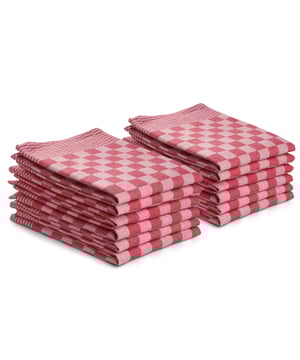 
De tijdloze klassieker voor elke keuken!Katoenen theedoeken uit de Home Collection in een tijdloos design met moderne kleuren. Deze theedoeken zijn gemaakt van hoogwaardige katoen (100%). De katoen is van stevige kwaliteit. Hierdoor gaan deze authentieke theedoeken lang mee en kunnen ze gewoon op 60 graden gewassen worden. De doeken hebben een hoog absorptievermogen, waardoor de vaat en handen makkelijk en snel afgedroogd worden.MogelijkhedenDe doeken zijn te gebruiken voor diverse doeleinden, zoals drogen, schoonmaken en als servet. Daarnaast staan ze ook nog eens mooi bij élke keuken door het authentieke klassieke design dat in meerdere kleuren verkrijgbaar is.MatenDe theedoeken hebben een formaat van 50x70 cm.MaterialenDe doeken zijn gemaakt van hoogwaardige kwaliteit katoen, waardoor ze lang mee gaan en netjes blijven. WasvoorschriftenDe doeken kunnen gewassen worden tot 60 °C. De theedoeken mogen in de droger mits op een lage temperatuur.Inhoud verpakking• 12 stuks theedoek 50x70 cm Product specificaties::  ·       100% hoogwaardige katoen·       Made in Pakistan·       Tijdloos design ·       Luxe kwaliteit·       Extra zacht·       Hoge absorptie·       Handige ophanglus·       Wassen tot 60 graden·       BSCI - gecertificeerd·       Oekotex - gecertificeerd - Afmeting: 50 x 70 cm - Kleur: Rood - Materiaal: Katoen