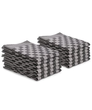 
De tijdloze klassieker voor elke keuken!Katoenen theedoeken uit de DoubleDry Home Collection in een tijdloos design met moderne kleuren. Deze theedoeken zijn gemaakt van hoogwaardige katoen (100%). De katoen is van stevige kwaliteit. Hierdoor gaan deze authentieke theedoeken lang mee en kunnen ze gewoon op 60 graden gewassen worden. De doeken hebben een hoog absorptievermogen, waardoor de vaat en handen makkelijk en snel afgedroogd worden.MogelijkhedenDe doeken zijn te gebruiken voor diverse doeleinden, zoals drogen, schoonmaken en als servet. Daarnaast staan ze ook nog eens mooi bij élke keuken door het authentieke klassieke design dat in meerdere kleuren verkrijgbaar is.MatenDe theedoeken hebben een formaat van 50x70 cm.MaterialenDe doeken zijn gemaakt van hoogwaardige kwaliteit katoen, waardoor ze lang mee gaan en netjes blijven. WasvoorschriftenDe doeken kunnen gewassen worden tot 60 °C. De theedoeken mogen in de droger mits op een lage temperatuur.Inhoud verpakking• 12 stuks theedoek 50x70 cm Product specificaties::  ·       100% hoogwaardige katoen·       Made in Pakistan·       Tijdloos design ·       Luxe kwaliteit·       Extra zacht·       Hoge absorptie·       Handige ophanglus·       Wassen tot 60 graden·       BSCI - gecertificeerd·       Oekotex - gecertificeerd - Afmeting: 50 x 70 cm - Kleur: Zwart - Materiaal: Katoen