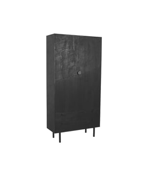 
Hoge kast Cotia 2-deurs van LABEL51 is een indrukwekkende kast, uitgevoerd in zwart mangohout met structuur. Hoge kast Cotia 2-deurs kenmerkt zich door zijn mooie lijnwerk. Cotia is een slim vormgegeven kast waar op stijlvolle wijze spullen in opgeborgen kunnen worden.Deze fris ogende kast, uitgevoerd in de kleur zwart, is gemaakt van mangohout. Hoge kast Cotia is voorzien van twee deuren. Achter deze deuren bevindt zich een ruimte opgedeeld in drie vakken door de twee grote legplanken. Hierdoor wordt de ruimte super functioneel! Cotia heeft 4 zwarte metalen poten, waarvan de zijpoten zijn voorzien van een verbindingsframe. Het frame zorgt voor een bijzondere sterkte en extra stabiliteit.Hoge Kast Cotia vormt het perfecte meubel voor een modern retro interieur met een modern accent. Bekijk de hele serie Cotia en combineer verschillende meubelen om een perfect geheel te creëren.• Hoge kast Cotia 2-deurs is modern, trendy en stijlvol• Hoge kast Cotia 2-deurs is handgemaakt. Geheel uitgevoerd in massief mangohout• Hoge kast Cotia 2-deurs is een veelzijdig en functioneel item - Afmeting: 40x100x200 - Kleur: Zwart - Materiaal: Hout