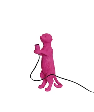 
TOO CUTE AND HE KNOWS IT! This meerkat loves to play hide and seek, he just doesn't know the skirt is too small to hide in. How cute is that? Important features:- Lamp is made of polyresin- Wire with on/ off switch- Light bulb not included- E14 fitting- Size: 15x10x38cm- Size wire: 140 cm Styling tip: Look around to see where more light is needed, that is the place to be Merk: Table Lamp - Meerkat - Polyresin - Pink - 15x10x38cm