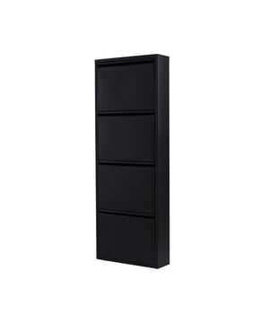 
Ontdek de perfecte opbergoplossing voor al je schoenen met de Schoenenkast van Naturn Living. Met zijn compacte formaat van 50 x 15 x 141 cm past deze kast moeiteloos in elke ruimte, of het nu de hal, slaapkamer of kast is, en biedt het een ruimtebesparende oplossing die je kostbare vloeroppervlakte beschermt. Deze schoenenkast is ontworpen met jouw behoeften in gedachten. Met vier handige deuren kun je je schoenen netjes opbergen en uit het zicht houden, waardoor een rommelige stapel schoenen verleden tijd is. Geef je ruimte een opgeruimd en georganiseerd gevoel. Gemaakt van duurzaam metaal is deze schoenenkast niet alleen stevig en stabiel, maar kan het ook zware schoenen met gemak dragen, zonder door te buigen of te breken. De mat zwarte poedercoating zorgt niet alleen voor een stijlvolle en moderne uitstraling, maar maakt de kast ook krasvast. Hiermee past het perfect bij elk interieur en voegt het een vleugje stijl toe aan de ruimte. Met de Schoenenkast van Naturn Living hoef je nooit meer te zoeken naar die ene schoen die je nodig hebt. Al je schoenen zijn overzichtelijk georganiseerd en gemakkelijk bereikbaar, waardoor je tijd en moeite bespaart in je dagelijkse routine. Kies voor geordende elegantie in je ruimte met de Schoenenkast van Naturn Living. Geen rondslingerende schoenen meer, maar een praktische en stijlvolle oplossing voor al je schoenen.     Met het compacte formaat van 50 x 15 x 141 cm bespaar je kostbare vloeroppervlakte in elke ruimte.     De vier deuren zorgen voor nette opslag, waardoor je schoenen uit het zicht blijven en een opgeruimde ruimte ontstaat.     Gemaakt van stevig metaal, gaat deze schoenenkast lang mee en kan het je schoenen veilig en georganiseerd bewaren.     Het mat zwarte design geeft een moderne uitstraling aan elke ruimte, waardoor het een stijlvolle aanvulling is op je interieur. Materiaal: Metaal