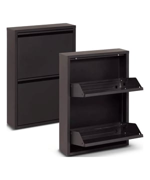 
Ontdek de perfecte opbergoplossing voor al je schoenen met de Schoenenkast van Naturn Living. Met zijn compacte formaat van 50 x 15 x 71,5 cm past deze kast moeiteloos in elke ruimte, of het nu de hal, slaapkamer of kast is, en biedt het een ruimtebesparende oplossing die je kostbare vloeroppervlakte beschermt. Deze schoenenkast is ontworpen met jouw behoeften in gedachten. Met twee handige deuren kun je je schoenen netjes opbergen en uit het zicht houden, waardoor een rommelige stapel schoenen verleden tijd is. Geef je ruimte een opgeruimd en georganiseerd gevoel. Gemaakt van duurzaam metaal is deze schoenenkast niet alleen stevig en stabiel, maar kan het ook zware schoenen met gemak dragen, zonder door te buigen of te breken. De mat zwarte poedercoating zorgt niet alleen voor een frisse en moderne uitstraling, maar maakt de kast ook krasvast. Hiermee past het perfect bij elk interieur en voegt het een vleugje stijl toe aan de ruimte. Met de Schoenenkast van Naturn Living hoef je nooit meer te zoeken naar die ene schoen die je nodig hebt. Al je schoenen zijn overzichtelijk georganiseerd en gemakkelijk bereikbaar, waardoor je tijd en moeite bespaart in je dagelijkse routine. Kies voor geordende elegantie in je ruimte met de Schoenenkast van Naturn Living. Geen rondslingerende schoenen meer, maar een praktische en stijlvolle oplossing voor al je schoenen.     Met het compacte formaat van 50 x 15 x 71,5 cm bespaar je kostbare vloeroppervlakte in elke ruimte.     De twee deuren zorgen voor nette opslag, waardoor je schoenen uit het zicht blijven en een opgeruimde ruimte ontstaat.     Gemaakt van stevig metaal, gaat deze schoenenkast lang mee en kan het je schoenen veilig en georganiseerd bewaren.     Het mat zwarte design geeft een moderne uitstraling aan elke ruimte, waardoor het een stijlvolle aanvulling is op je interieur. Materiaal: Metaal