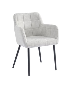 
Geef je eethoek een stijlvolle upgrade met de Livingfurn Eetkamerstoel Bronco in een prachtige greige kleur! Deze set van twee eetkamerstoelen combineert comfort met een modern Scandinavisch design, waardoor ze perfect passen in diverse interieurstijlen. De zachte stof en elegante vormgeving zorgen voor een chique en uitnodigende sfeer aan je eettafel. Geniet van gezellige diners en lange gesprekken in alle comfort.De Bronco eetkamerstoelen zijn niet alleen mooi, maar ook ontworpen voor optimaal zitcomfort. De halfhoge rugleuning en armleuningen bieden de juiste ondersteuning, terwijl de stevige, zwart gepoedercoate metalen poten zorgen voor stabiliteit en duurzaamheid. Het unieke design met decoratieve stiksels in een ruitpatroon maakt deze stoelen tot een echte blikvanger in je huis. Of je nu een moderne, Scandinavische of eclectische inrichting hebt, de Bronco eetkamerstoelen voegen een vleugje tijdloze elegantie toe. Ze zijn makkelijk te combineren met verschillende eettafels en woonaccessoires.TypeStoelAantal in set2Breedte61 cmDiepte61 cmHoogte85 cmZitdiepte47 cmZithoogte51 cmHoogte armleuning68 cmZitbreedte41 cmMateriaal zittingStof / TextielMateriaal frameMetaal / Gecoat stalen potenKleurfamilieGrijsKleur zittingGreigeGewicht7 kgGewicht (inclusief verpakking)9.1 kgArmleuningenJaGestoffeerde zittingJaPatroonEffenMaximale belasting120 kgDraaibaarNeeVerstelbare hoogteNee