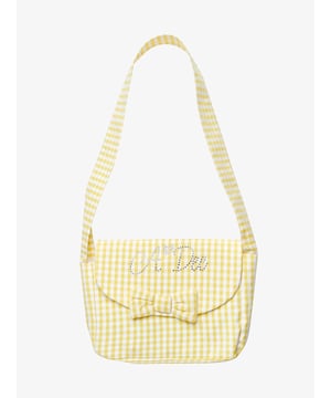 
Maak elke gingham-outfit af met de Dora-tas, gemaakt van citroenkleurige gingham met diamantlogo op de voorkant. Met een crossbodyband en knoopsluiting.

Afmetingen: 25 x 20 cm