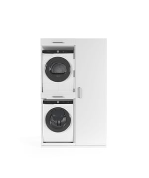 
Ben je op zoek naar een wasmachine kast die praktisch is én je wasruimte een strakke, georganiseerde uitstraling geeft? Met ons modulaire systeem stel je eenvoudig jouw ideale opstelling samen – perfect afgestemd op jouw ruimte en wensen.   De kernmodule – de kast waar de wasmachine en droger in komen – is gemaakt van water- en vochtbestendig multiplex. Deze stevige basis garandeert veiligheid en stabiliteit, zelfs bij intensief gebruik. De bijbehorende zij- en bovenkasten zijn vervaardigd uit hoogwaardig MDF, wat zorgt voor een luxe uitstraling en langdurige kwaliteit.   Draagvermogen van 400 kg – veilig voor zware machines Kiepzekering – voorkomt verschuiven of uitvallen Ventilatierooster – voorkomt oververhitting Modulair systeem – stel jouw ideale opstelling samen 10 cm leidingruimte – strak tegen de muur te plaatsen Uitschuifbaar plateau en opberglade – extra praktisch Verstelbare stalen pootjes – stabiel op elke vloer Ergonomische werkhoogte (65 cm) – geen gebuk meer Trillingsabsorberend en geluidsdempend ontwerp   De wasmachinekast is uitgerust met een ventilatierooster dat de warmte van draaiende machines veilig afvoert. Dankzij het extra sterke frame heeft de kast een draagvermogen van maar liefst 400 kg – ruim voldoende voor een wasmachine én droger. Daarnaast voorkomt een ingebouwde kiepzekering dat apparaten kunnen verschuiven of uit de kast vallen.   Deze wasmachine meubel is volledig modulair. Je kunt meerdere onderdelen eenvoudig koppelen: van extra opberglades en bovenkasten tot werkbladen en zijmodules. Hierdoor creëer je precies de opstelling die jij nodig hebt. Alle modules zijn naadloos met elkaar te verbinden, wat zorgt voor een strak geheel.   Achter de kast is 10 cm ruimte voorzien om leidingen netjes weg te werken. Dankzij de verstelbare stalen pootjes is elke kast stabiel af te stellen, zelfs op ongelijke vloeren. De kernkast is voorzien van een uitschuifbaar plateau en een ruime opberglade, zodat je altijd extra werkruimte en opslag hebt.   De kast wasmachine droger plaatst jouw apparaten op een hoogte van 65 cm – de meest ideale werkhoogte volgens experts. Dit voorkomt bukken en maakt het in- en uitladen van wasgoed veel comfortabeler. Daarnaast is het ontwerp geluidsdempend en trillingsabsorberend, wat bijdraagt aan een stillere wasbeurt.Materiaal: MultiplexKleur: WitAfmetingen: 1265*700*2110 (L*B*H)