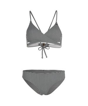
Deze flatterende set bestaat uit een bralettetop met gekruiste bandjes en een laag uitgesneden broekje met speelse cheeky coverage. Ideaal voor een actieve stranddag of een ontspannen duik.