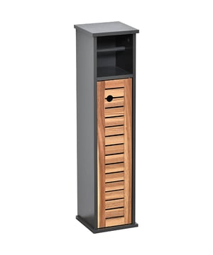
Ben je op zoek naar een nieuwe toiletrolhouder met reserverol houder, en wil je niet een standaard set? Kijk dan zeker goed naar deze toiletrol standaard waarbij de toiletrolhouder en reserverol gecombineerd zijn. De reserverollen zijn netjes weggewerkt in het kastje. Maar je kunt er natuurlijk ook je toiletborstel in doen. Moderne kleurstelling maar toch ook orientaals door acaciahout, waardoor hij niet al te opvallend is, maar wel apart. Praktisch, want hiermee kunt u reserve-toiletrollen bij de hand houden en op een ordelijke manier en een toiletrolhouder hebben zonder deze te hoeven boren. Achter het deurtje treft u een plankje aan zodat het vak in 2 lagen opgedeeld kan worden. Geschikt voor 4 reserve toiletrollen en 1 rol voor direct gebruik.  Kenmerken:Totaal hoogte:  75 cmAfmeting voetplaat: 18x18 cmMateriaal: Acaciahout / MDFToiletrol eenvoudig te wisselen.Geschikt voor 4 reserverollen en 1 rol in gebruikEenvoudige montage (inclusief instructie) - Afmeting: - Kleur: Grijs - Materiaal: MDF