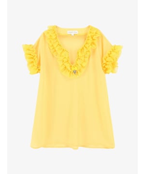
De Angels Face Irena Kaftan in de kleur Sparkle Dandelion heeft tulle lagen met glitters. De kaftan kun je combineren met de bijpassende badpak of bikini.