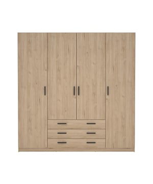 
Productkenmerken : Constructie van spaanplaat.4 deuren.3 lades.Garderobegedeelte met een metalen stang en een legplank achter de 2 middelste deuren.Achter de rechter en linker deur: 4 legplanken, waarvan 3 in hoogte verstelbaar, in totaal 8 planken.Metalen kogelladegeleiders.Metalen scharnieren.Handgrepen van ABS.Productafmetingen : Lengte 195,5 cm x Breedte 49,6 cm x Hoogte 200,4 cm Nettogewicht: 126,1 kg.Pakketafmetingen :Pakket nr. 1: Lengte 51,9 cm x Diepte 103,6 cm x Hoogte 11,7 cm Brutogewicht: 24,2 kg.Pakket nr. 2: Lengte 53,0 cm x Diepte 208,0 cm x Hoogte 4,7 cm Brutogewicht: 27,6 kg.Pakket nr. 3: Lengte 52,3 cm x Diepte 168,0 cm x Hoogte 6,7 cm Brutogewicht: 28,4 kg.Pakket nr. 4: Lengte 52,0 cm x Diepte 200,5 cm x Hoogte 5,2 cm Brutogewicht: 26,9 kg.Pakket nr. 5: Lengte 52,3 cm x Diepte 201,4 cm x Hoogte 5,2 cm Brutogewicht: 24,1 kg.Totaal brutogewicht: 131,2 kg. Merk: CaliCosy Kleur: Wooden Effect