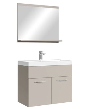 
Badkamermeubel set Montreal inclusief wastafel en spiegel. Deze set geeft iedere badkamer, groot of klein, extra bergruimte en een moderne en luxe uitstraling. Vanwege zijn strakke afwerking is het meubel gemakkelijk schoon te maken. De set is uitgevoerd in beige en is gemakkelijk te monteren. De kast is gemaakt van spaanplaat en de wastafel van kunstmarmer.Afmetingen (b x d x h)Onderkast met wastafel: 60 x 35 x 51 cmSpiegel: 60 x 12 x 50 cmKenmerken- De wastafelkast is uitgevoerd met twee deuren- Het badkamermeubel is aan de muurzijde volledig open voor het aansluiten van de afvoer- De onderkant is volledig gesloten- Geen afvoerplug, sifon of kraan inbegrepen- Inclusief overloop set- Zonder soft close sluitingVerpakking en montageHet badkamermeubel Montreal 02 is verpakt in 1 doos. Bevestigingsmateriaal voor het ophangen van de verschillende Merk: Badplaats Kleur: Groen