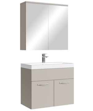 
Badkamermeubel set Montreal inclusief onderkast, wastafel en spiegelkast.Deze set is bedoeld om iedere badkamer, groot of klein, van extra bergruimte te voorzien en een moderne en luxe uitstraling te geven. Vanwege zijn strakke afwerking is het meubel gemakkelijk schoon te maken. De set is uitgevoerd in beige en is gemakkelijk te monteren.Kenmerken- Wastafelkast gemaakt van spaanplaat- Wastafel gemaakt van kunstmarmer- De wastafelkast is uitgevoerd met twee deuren- Het badkamermeubel is aan de muurzijde volledig open voor het aansluiten van de afvoer- De onderkant is volledig gesloten- Wordt als bouwpakket geleverd- Montagematerialen inbegrepen- Geen afvoerplug, sifon of kraan inbegrepen- Inclusief overloop set- Gemaakt van spaanplaat met fineerlaag- Zonder soft-close sluitingAfmetingen (b x d x h)Onderkast met wastafel: 60 x 35 x 51 cm Merk: Badplaats Kleur: Grijs