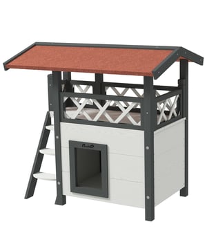 
Ons kattenhuis met twee verdiepingen is ideaal voor kleine katachtigen. Het kattenhuis heeft een asfalt dak en een waterdichte coating, waardoor het water- en weerbestendig is. Het huis heeft drie kattenholen, springplanken, deuren en een leuke ingang voor uw kat. In de onderste holte kan een kattenbak worden geplaatst. Dit kattenhuis is een heerlijk thuis voor uw kat.  Kleur: Wit + Rood Materiaal: sparrenhout, asfalt dak Totale afmetingen: L77 x B50 x H73 cm Afmetingen hoofdgebouw: L49 x B36,5 x H30 cm Hekhoogte: 15 cm Trapmaat: B22 x H40,5 cm Deurmaat: B14 x H19 cm - Afmeting: - Kleur: Grijs - Materiaal: Hout