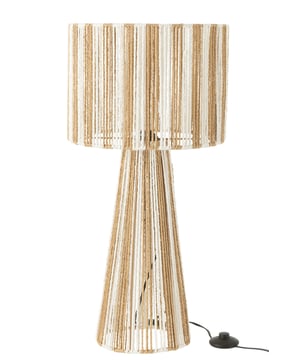 
Table Lamp Stripes Strings Metal/Paper White/Natural Width36Height69Length36CollectionZomer 2024Colour WhiteMaterial compositionPaper(50%),pvc(5%),iron(40%),copper(5%)Mounting requiredYesSocketE27Max Wattage40.0Cable Length150.0 Materiaal: