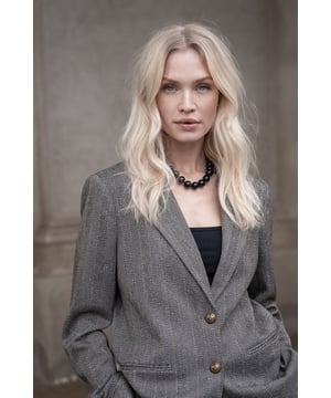 
55522-10 950 Geisha Blazer herringbone + stones anthracite stones  Materiaal: Shell: 84% polyester / 8% viscose / 8% elastane / Lining : 100% polyester