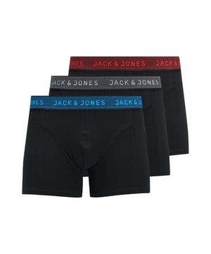 
Set van 3 Jack and Jones zwarte boxershorts voor kinderen. De JACWAISTBAND jongens boxershorts multipack bevat 3 effen kleuren met korte pijpen en elastische waistband. Gemaakt van 95% katoen, 5% elastaan.