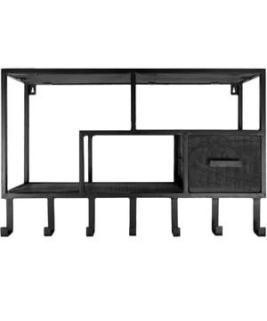 
Een mooie wandkast is niet alleen praktisch (want: extra opbergruimte!) maar geeft ook een gezellige uitstraling aan een lege muur. Show je favoriete items aan de zeven haken of geef jouw spullen een plekje zodat je alles in één oogwenk terugvindt! Onderhoud Mangohout heeft in het algemeen weinig onderhoud nodig en is behandeld tegen vocht en vlekken. Wij geven echter geen garantie op het eventueel ontstaan van oneffenheden. Om beschadigingen, vlekken en kringen te voorkomen, raden wij aan om onderzetters en/of viltjes te gebruiken. Merk: Home67 Materiaal: Mangohout,Metaal Kleur: Zwart EAN: 8785255819141