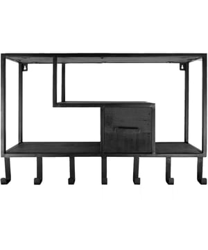 
Een mooie wandkast is niet alleen praktisch (want: extra opbergruimte!) maar geeft ook een gezellige uitstraling aan een lege muur. Show je favoriete items aan de zeven haken of geef jouw spullen een plekje zodat je alles in één oogwenk terugvindt! Onderhoud Mangohout heeft in het algemeen weinig onderhoud nodig en is behandeld tegen vocht en vlekken. Wij geven echter geen garantie op het eventueel ontstaan van oneffenheden. Om beschadigingen, vlekken en kringen te voorkomen, raden wij aan om onderzetters en/of viltjes te gebruiken. Merk: Home67 Materiaal: Mangohout,Metaal Kleur: Zwart EAN: 8785255819134