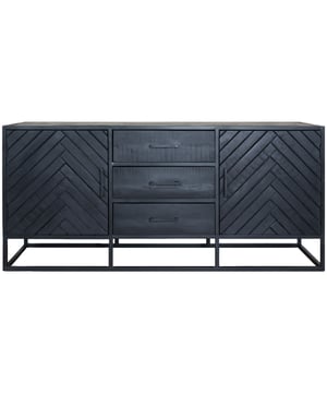 
Dressoir Rune is een prachtige lage kast met voldoende opbergruimte. Deze stijlvolle opbergkast heeft lades en deuren met visgraat motief. Het mangohouten visgraatpatroon in combinatie met zwart metaal geeft een moderne en verfijnde sfeer en boven op de kast kun je jouw mooiste woonaccessoires een plek geven. Achter de houten deurtjes zit extra opbergruimte, deze ruimtes worden verdeeld in twee vakken door een legplank in het midden. De onderste ruimte heeft een hoogte van 30 cm en het bovenste deel is 23,5 cm hoog. Deze prachtige kast maakt van iedere ruimte een stijlvolle plek in huis! Merk: Home67 Materiaal: Mangohout,Metaal Kleur: Zwart EAN: 8720769972173