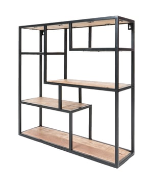 
‌Vrolijk de muur op met wandrek Huub. Door de verspringende vakken heeft het wandrek een speelse uitstraling. Het rek bestaat uit 6 verschillende vakken en het metalen frame in combinatie met de mangohouten planken geeft een stoere, industriële look. Perfect om te decoreren met verschillende soorten accessoires zoals planten, kaarsen en fotolijstjes. Huub is ideaal om je mooiste spulletjes uit te stallen, maar bijvoorbeeld ook erg handig in de keuken voor verschillende specerijen en kruiden. Wandplank Huub is door middel van twee bevestigingsogen eenvoudig aan de wand te monteren en kan een maximaal gewicht van 30 kilo dragen. Merk: Home67 Materiaal: Mangohout,Metaal Kleur: Zwart;Bruin EAN: 7141047083076