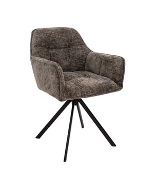 
MEET LUC! LUC is een unieke toevoeging aan jouw interieur. Met zijn 180 graden draaibare onderstel biedt deze stoel ultiem comfort en functionaliteit. De grove Chenille stof voelt niet alleen heerlijk zacht aan, maar geeft ook een luxueuze uitstraling aan de stoel. Merk: Kick Collection Kleur: Donkergrijs Hoogte: 83 cm Breedte: 56 cm Diepte: 48 cm Zithoogte: 50 cm Zitdiepte: 41 cm Hoogte armleuning: 65 cm Materiaal: Chenille