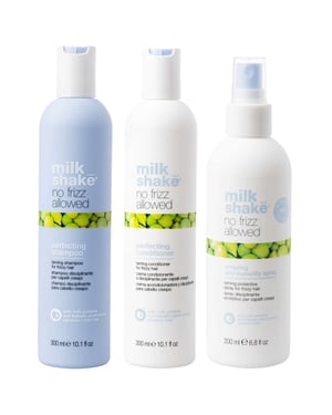 milk_shake No Frizz Trio – Perfecting Shampoo 300ml, Conditioner 300ml & Anti-Humidity Spray 200ml.