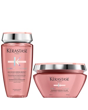Kérastase Chroma Absolu Duo — Bain Riche 250ml Shampoo & Masque Chroma Filler 200ml for Medium to Thick Colour-Treated Hair